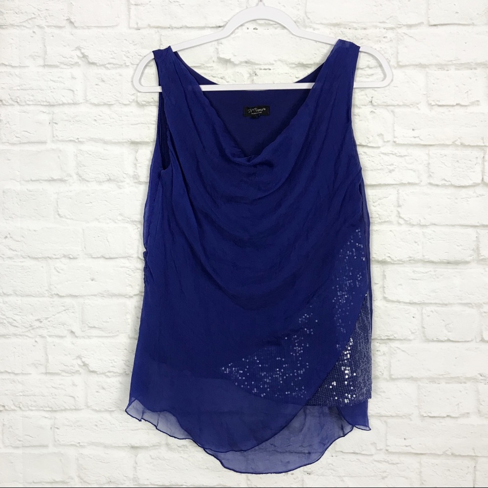 H Trend Made In Italy Cowl Asymmetrical Sequin Top
